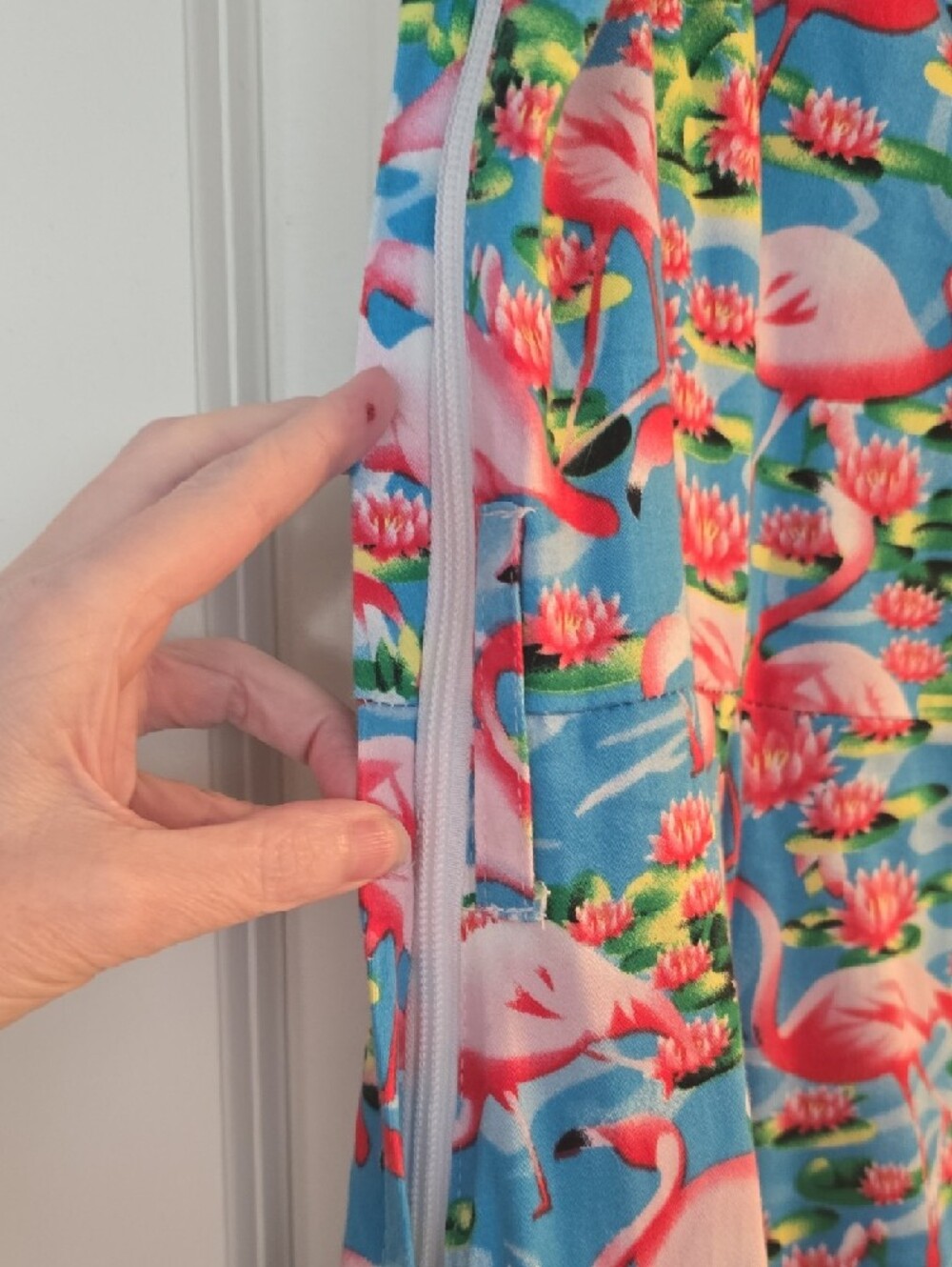 Blue Flamingo Print Summer Dress - Womens - Picture 4 of 6
